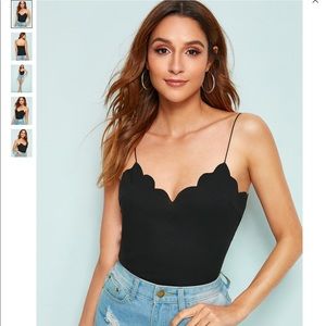 SHEIN scallop trim rib knit cami top